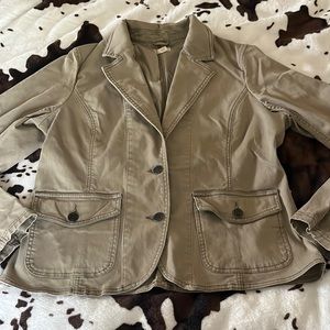 Khaki drab twill blazer XL fit & flare stretch military army look American Eagle